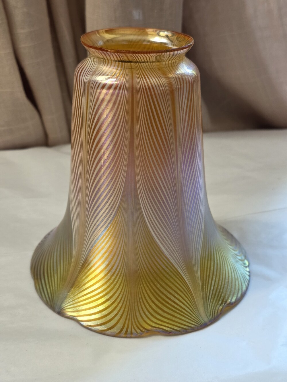 Quezal Antique Iridescent Gold Art Glass Lamp Shade